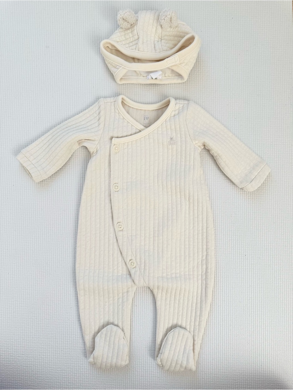 Quilted Baby One-Piece with Hat